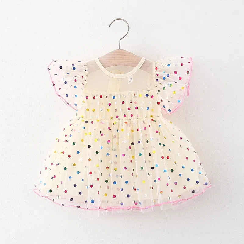 Polka Dot Beige Baby Girl Dress