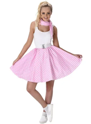 Polka Dot Light Pink 1950s Poodle Skirt Womens Costume
