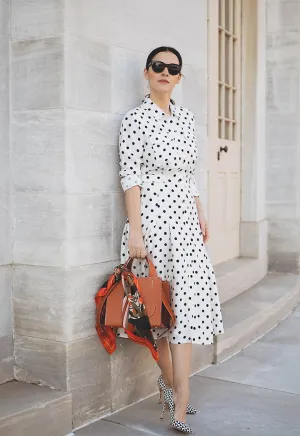 Polka Dot Midi Shirt Dress