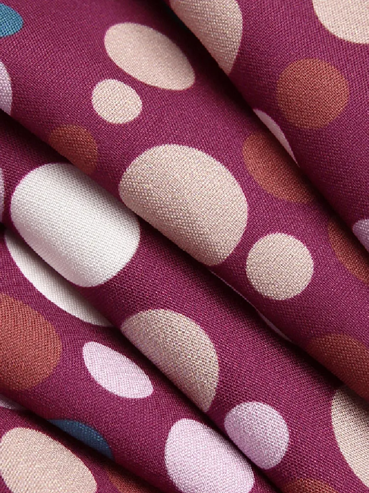 Polka Dot Print Round Neck Long Sleeve Bohemian Zipper Casual Women Maxi Dress