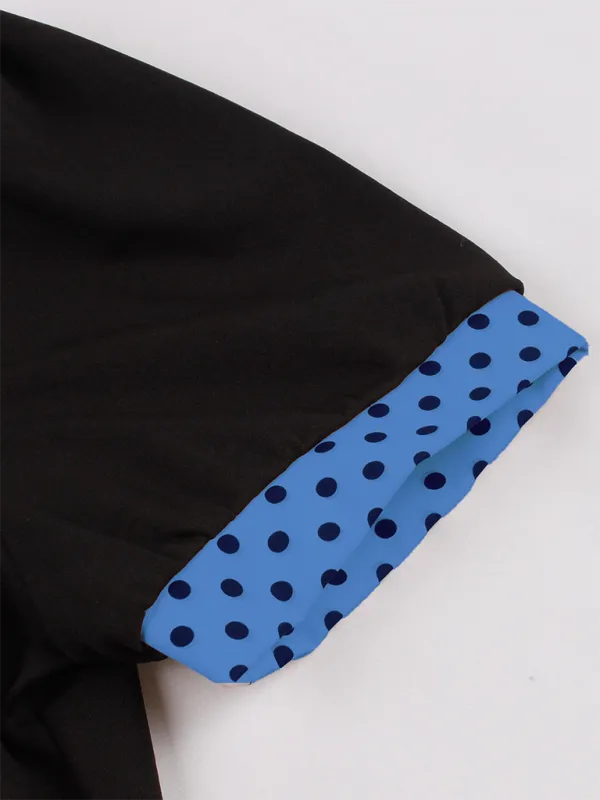 Polka Dot Vintage Lapel Dress with Belted Slim Fit