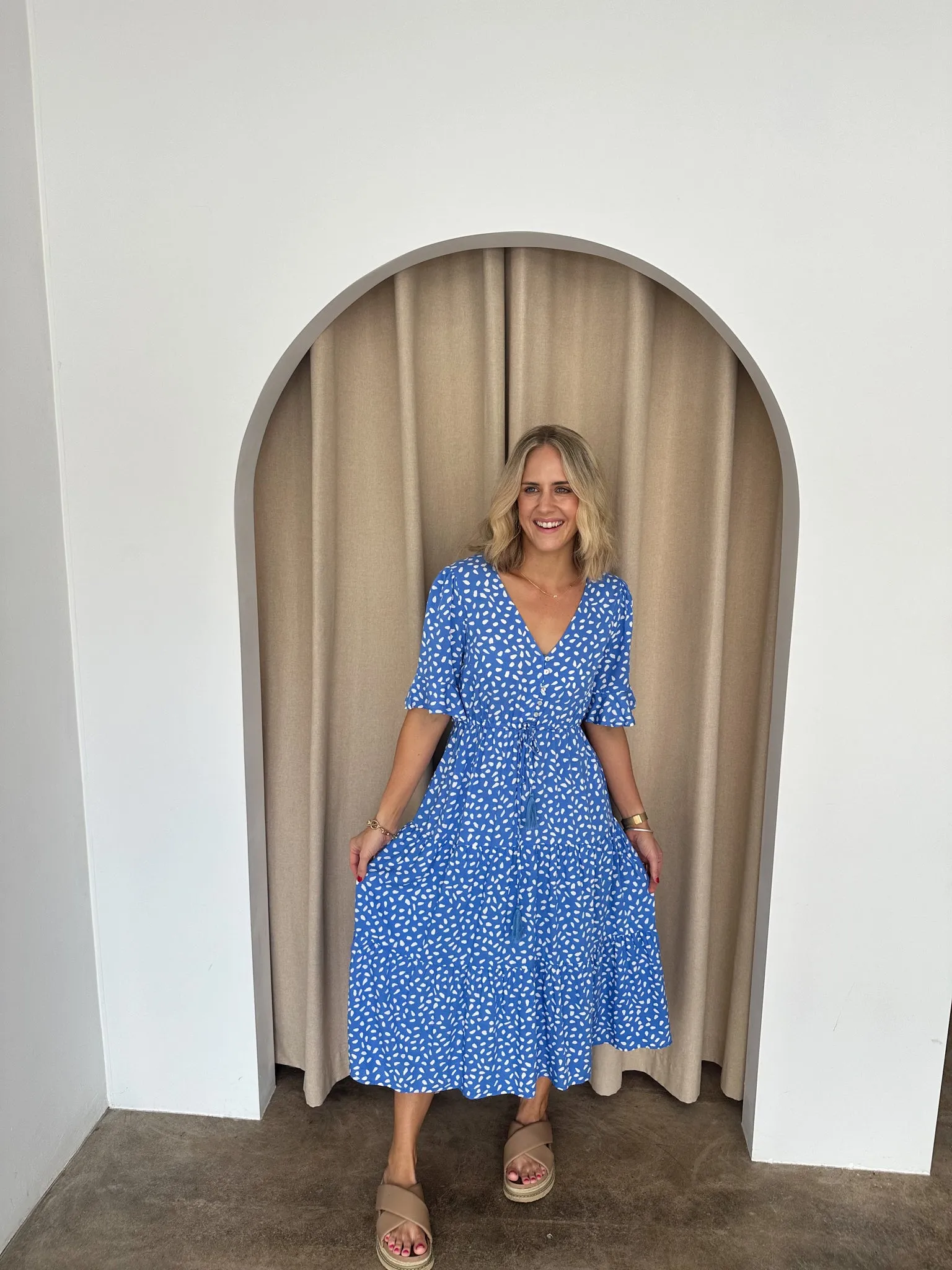 Presley Dress -Blue/white