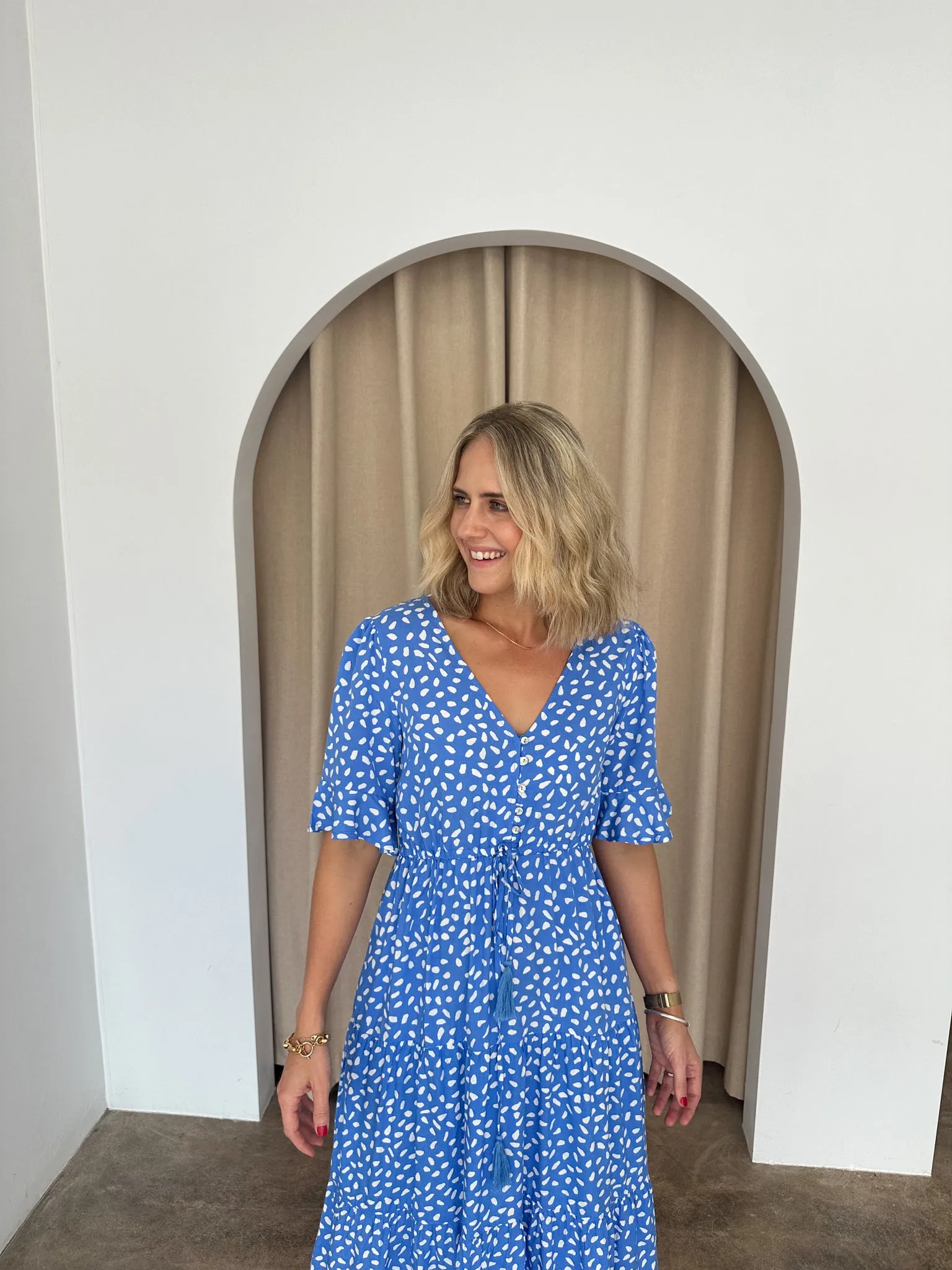 Presley Dress -Blue/white