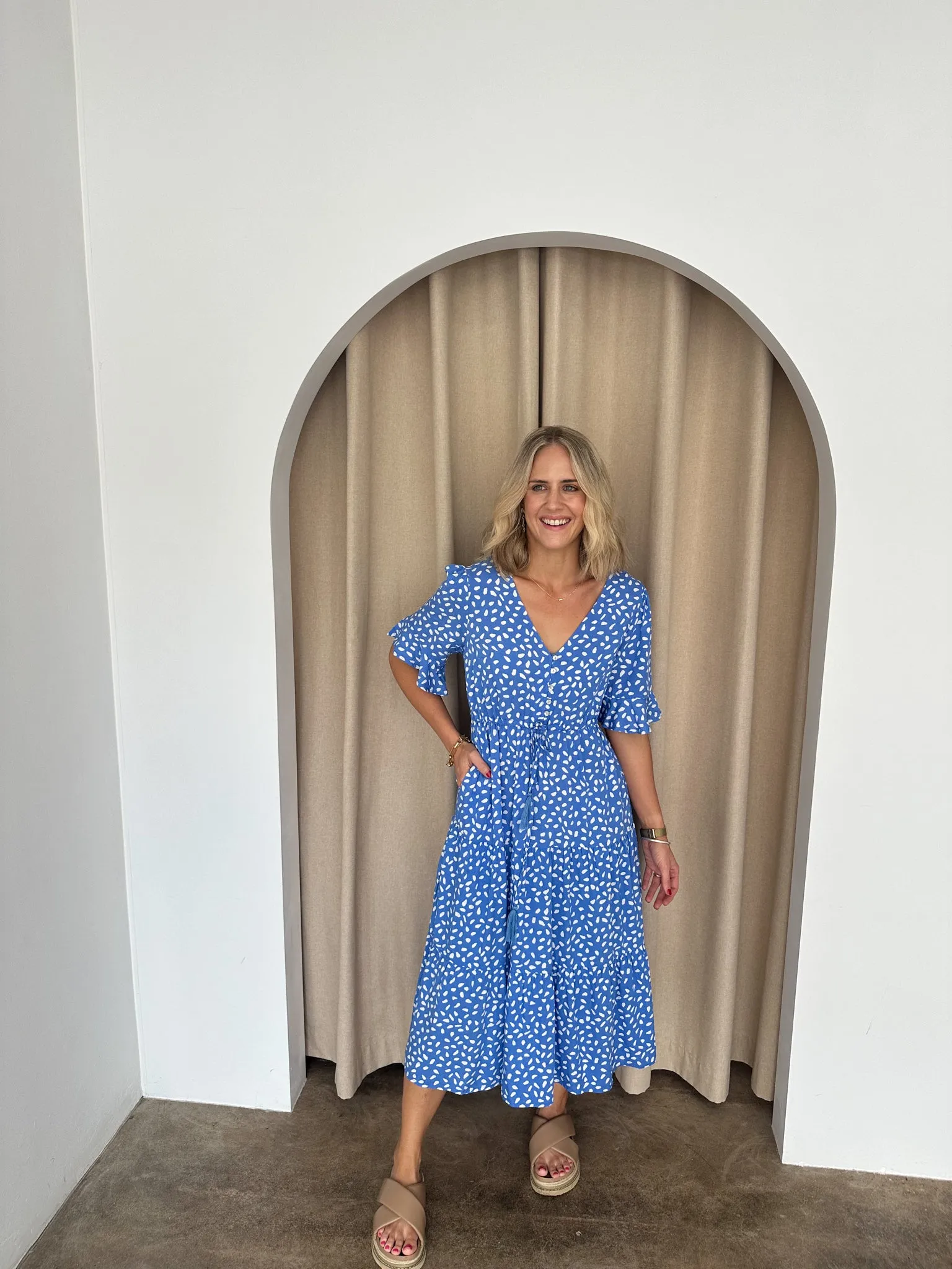 Presley Dress -Blue/white
