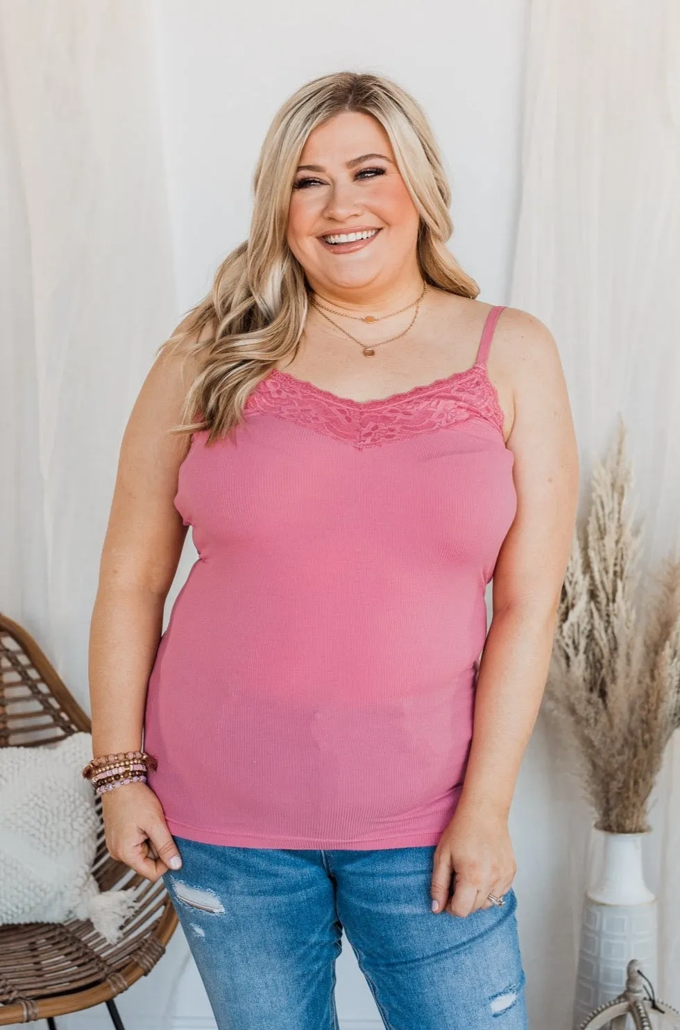 Pulse Basics All You Ever Wanted Lace Tank- Pink