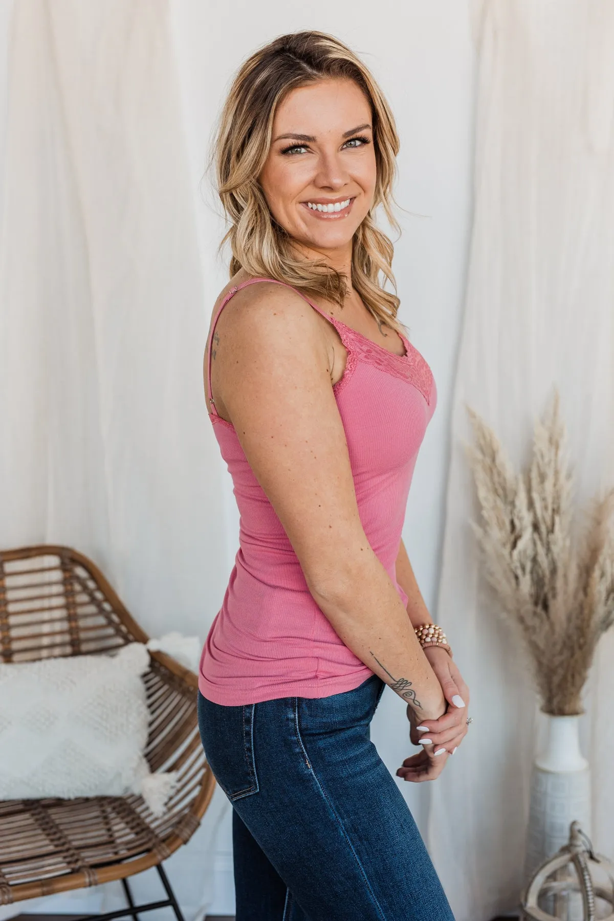 Pulse Basics All You Ever Wanted Lace Tank- Pink