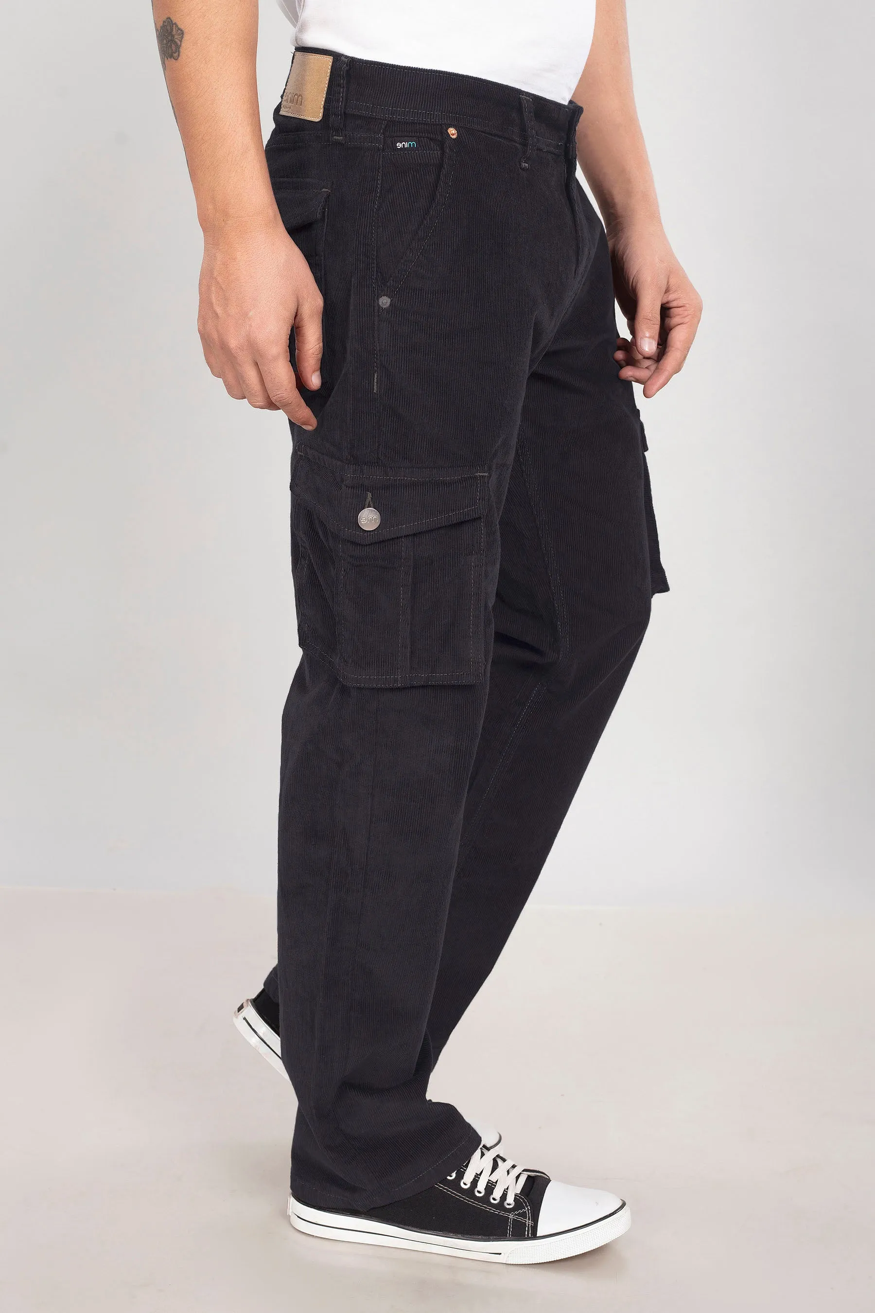 Pure Black Classic Cargo Corduroy