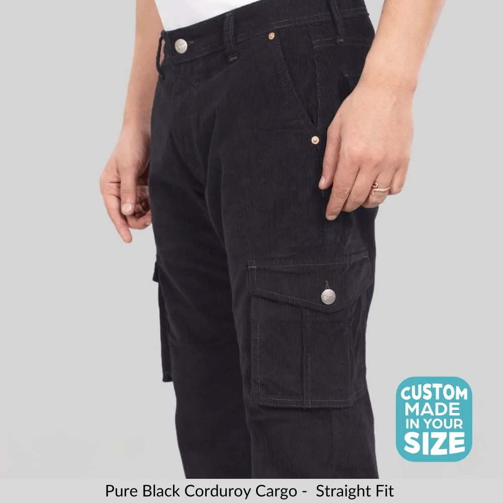 Pure Black Classic Cargo Corduroy