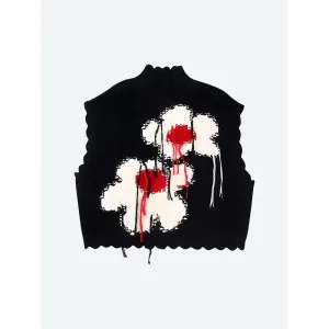 Quirky Embroidered Knitted Sweater Vest for Unique Style