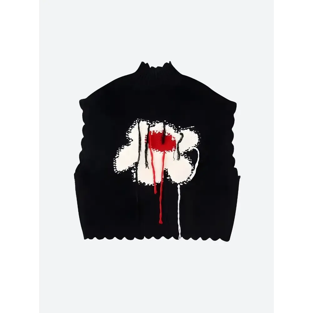 Quirky Embroidered Knitted Sweater Vest for Unique Style