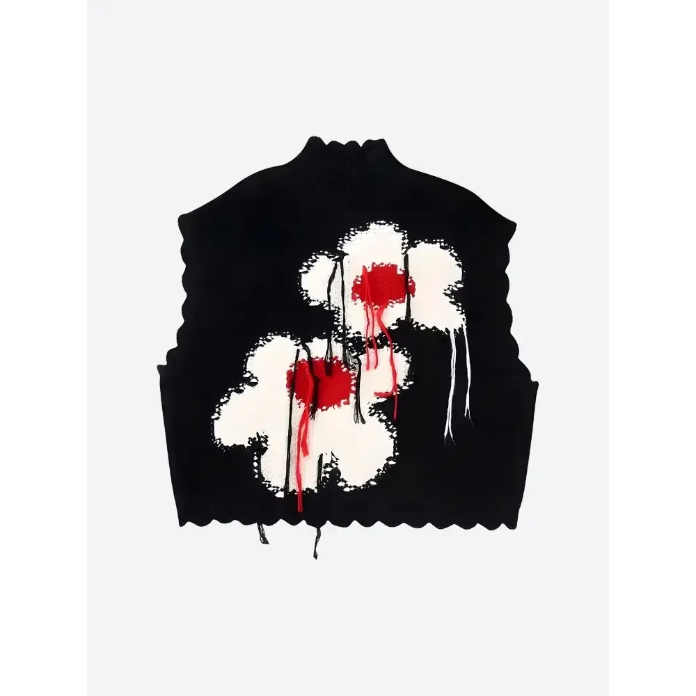 Quirky Embroidered Knitted Sweater Vest for Unique Style
