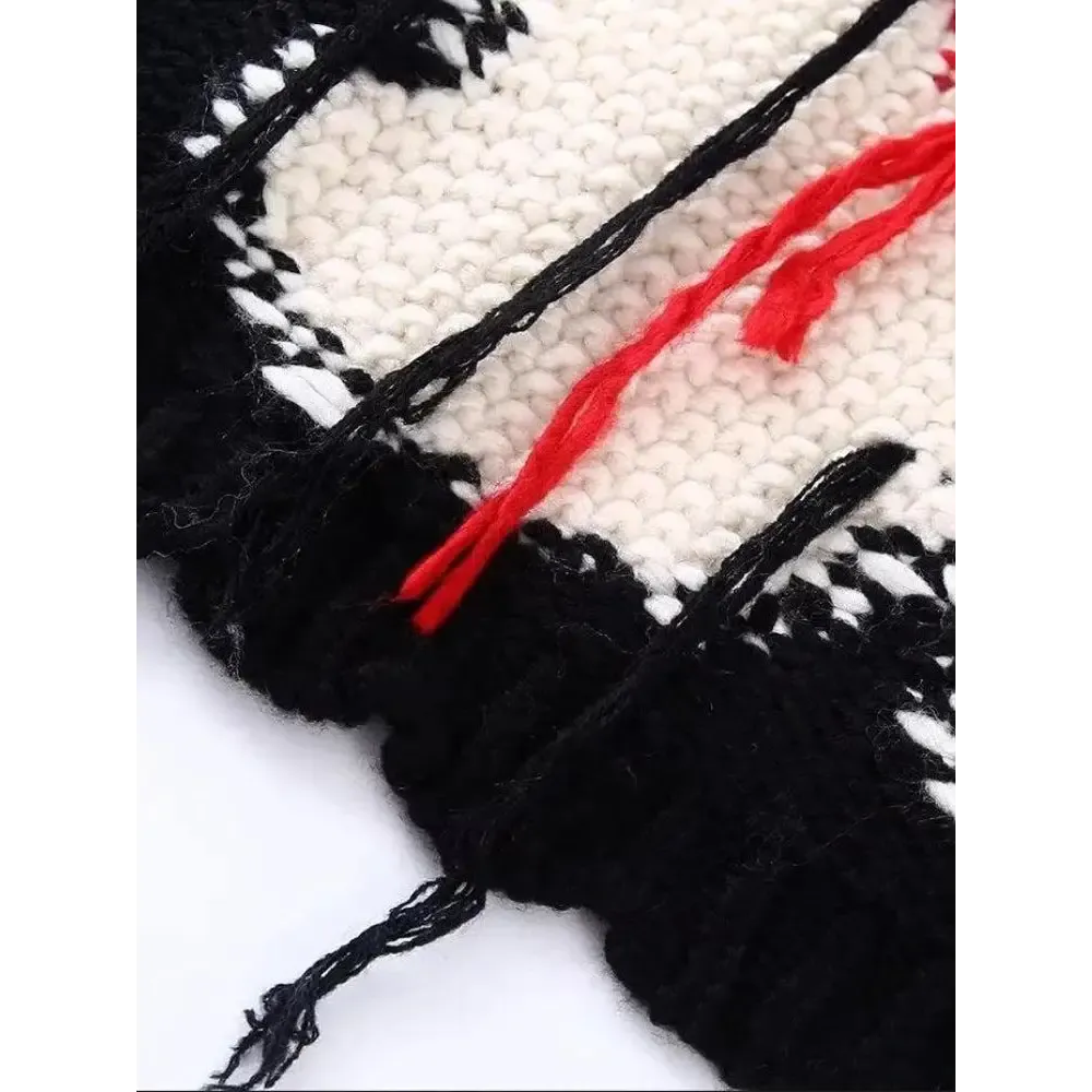 Quirky Embroidered Knitted Sweater Vest for Unique Style