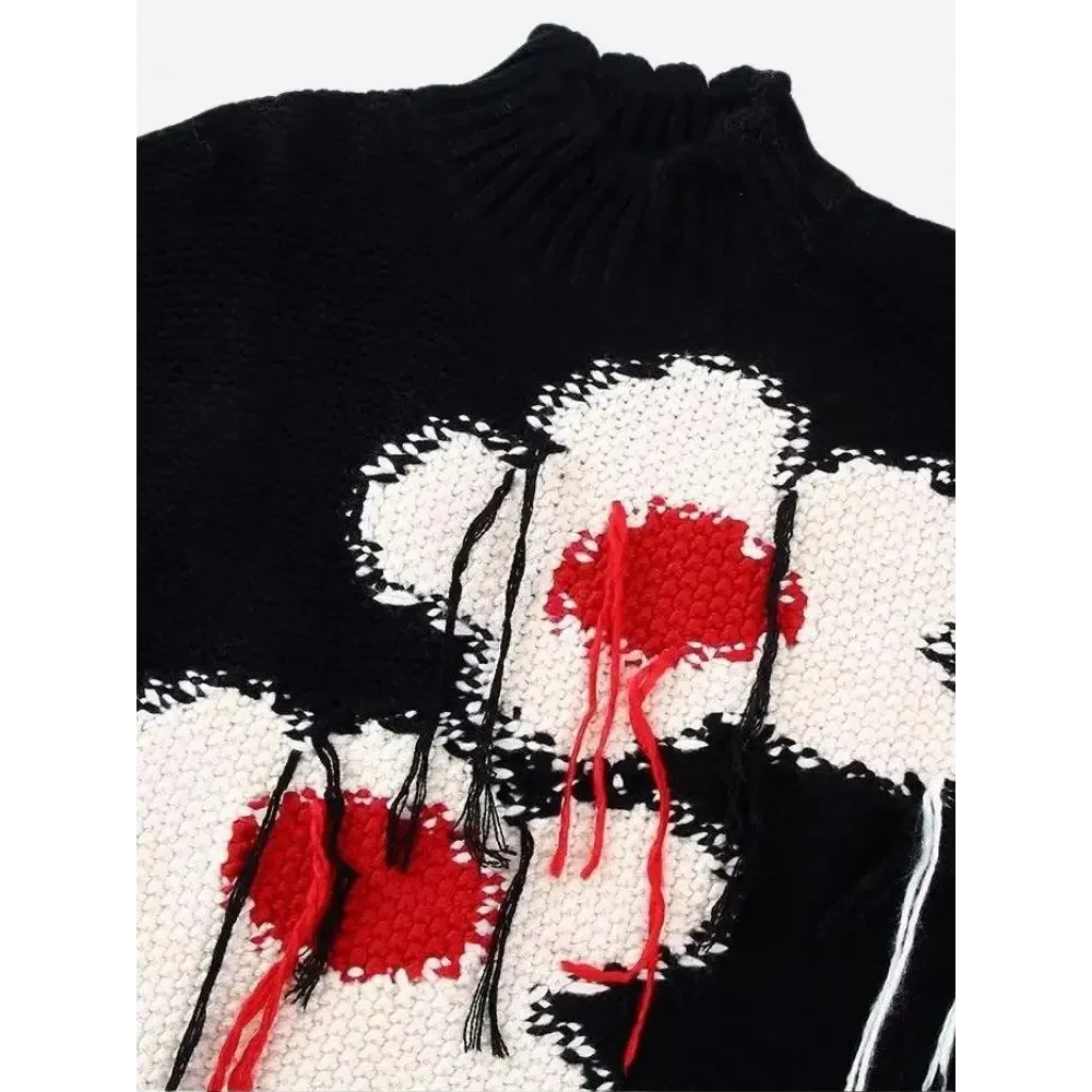 Quirky Embroidered Knitted Sweater Vest for Unique Style