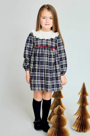 "Eva" Navy Tartan Dress