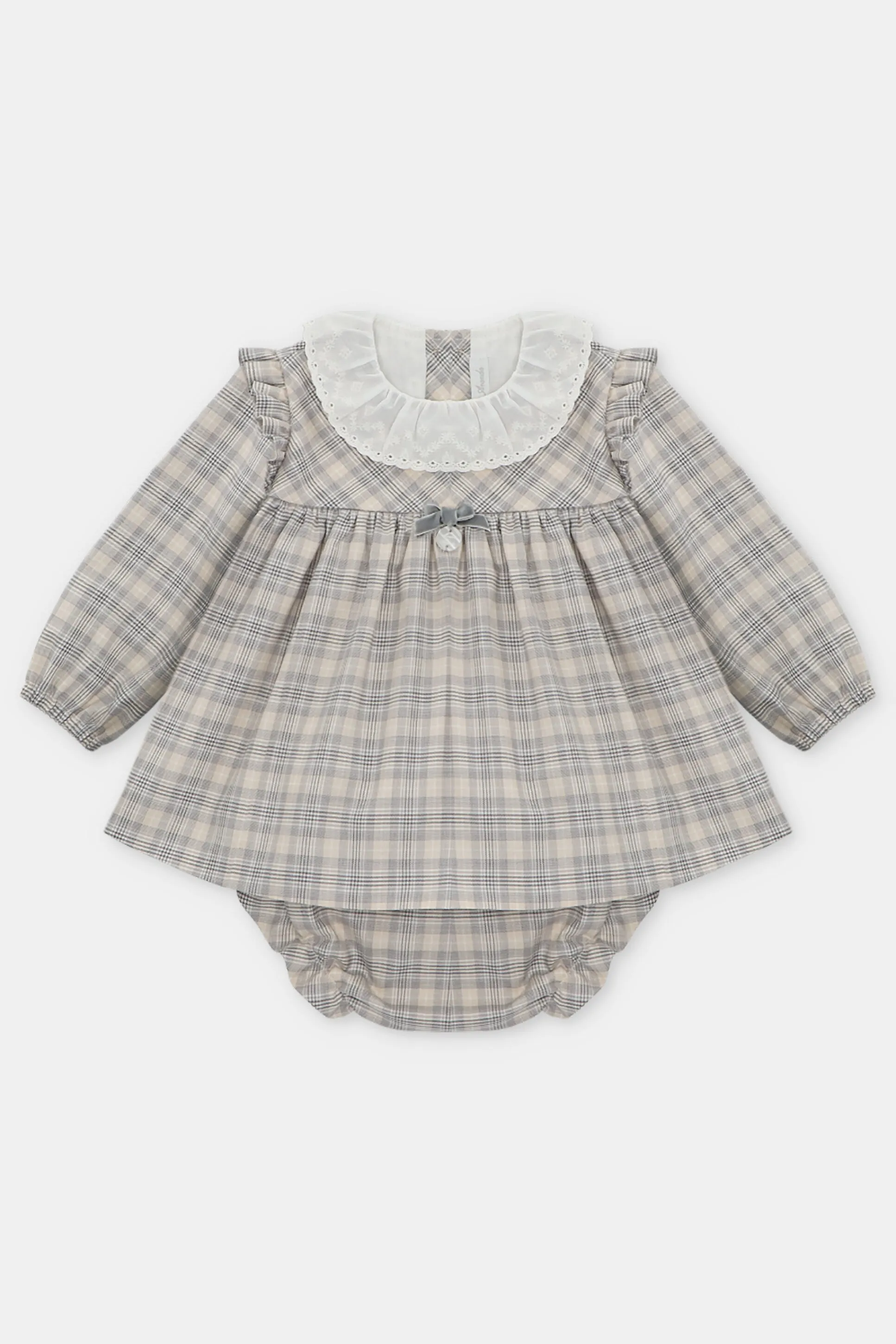 "Maisie" Stone Tartan Dress & Bloomers