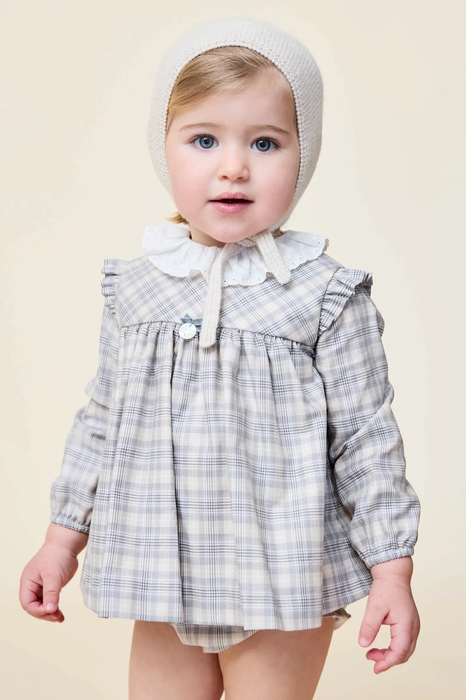 "Maisie" Stone Tartan Dress & Bloomers