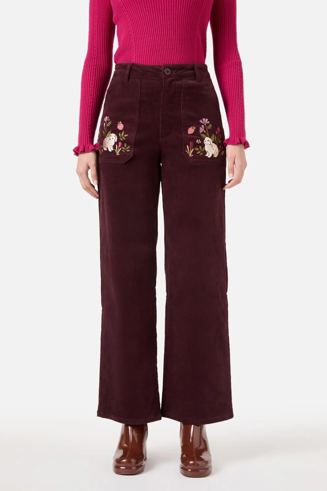 Rabbit Embroidered Cord Jean