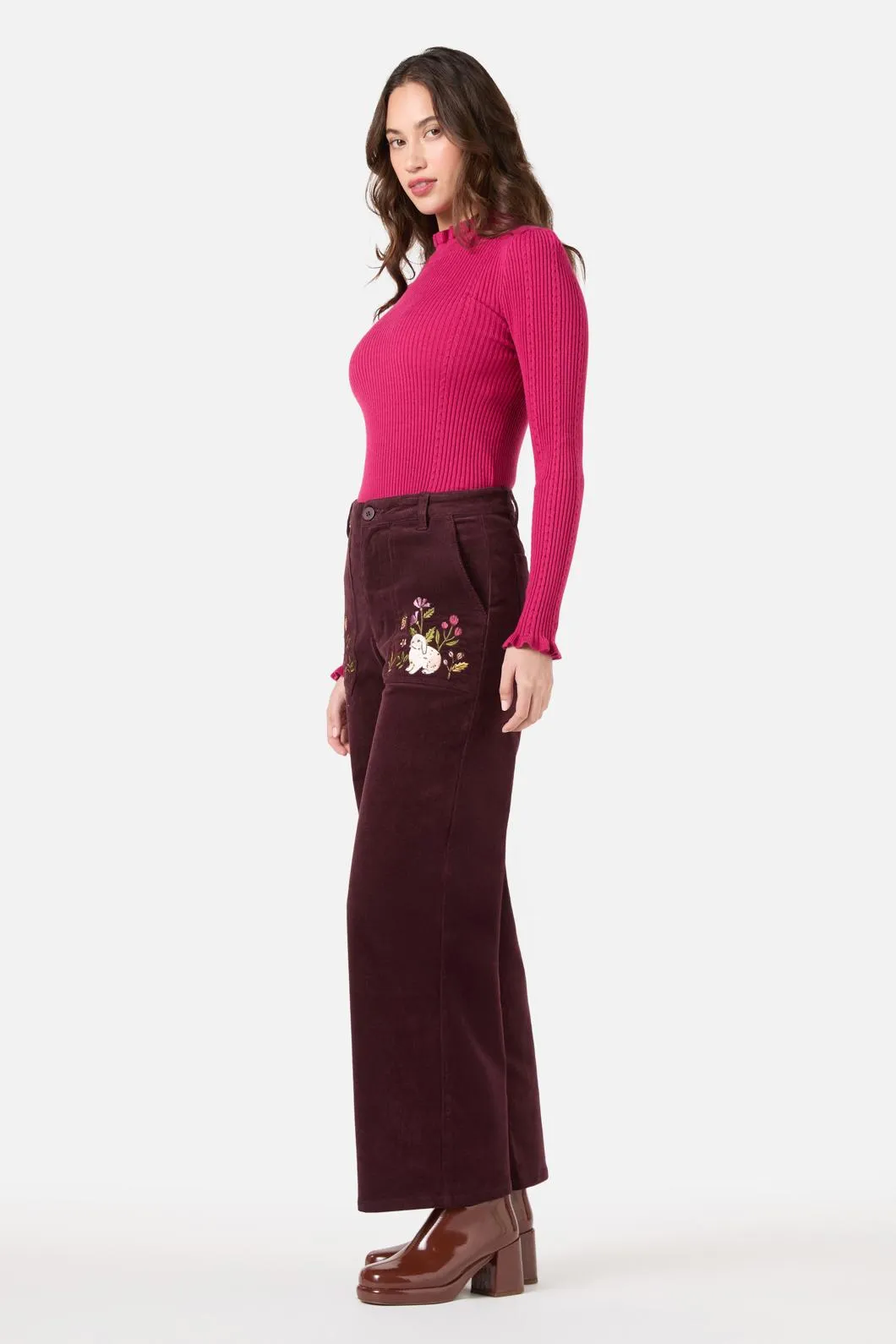 Rabbit Embroidered Cord Jean