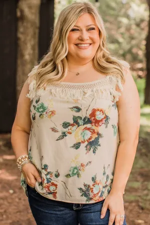 Radiating Romance Floral Top- Natural