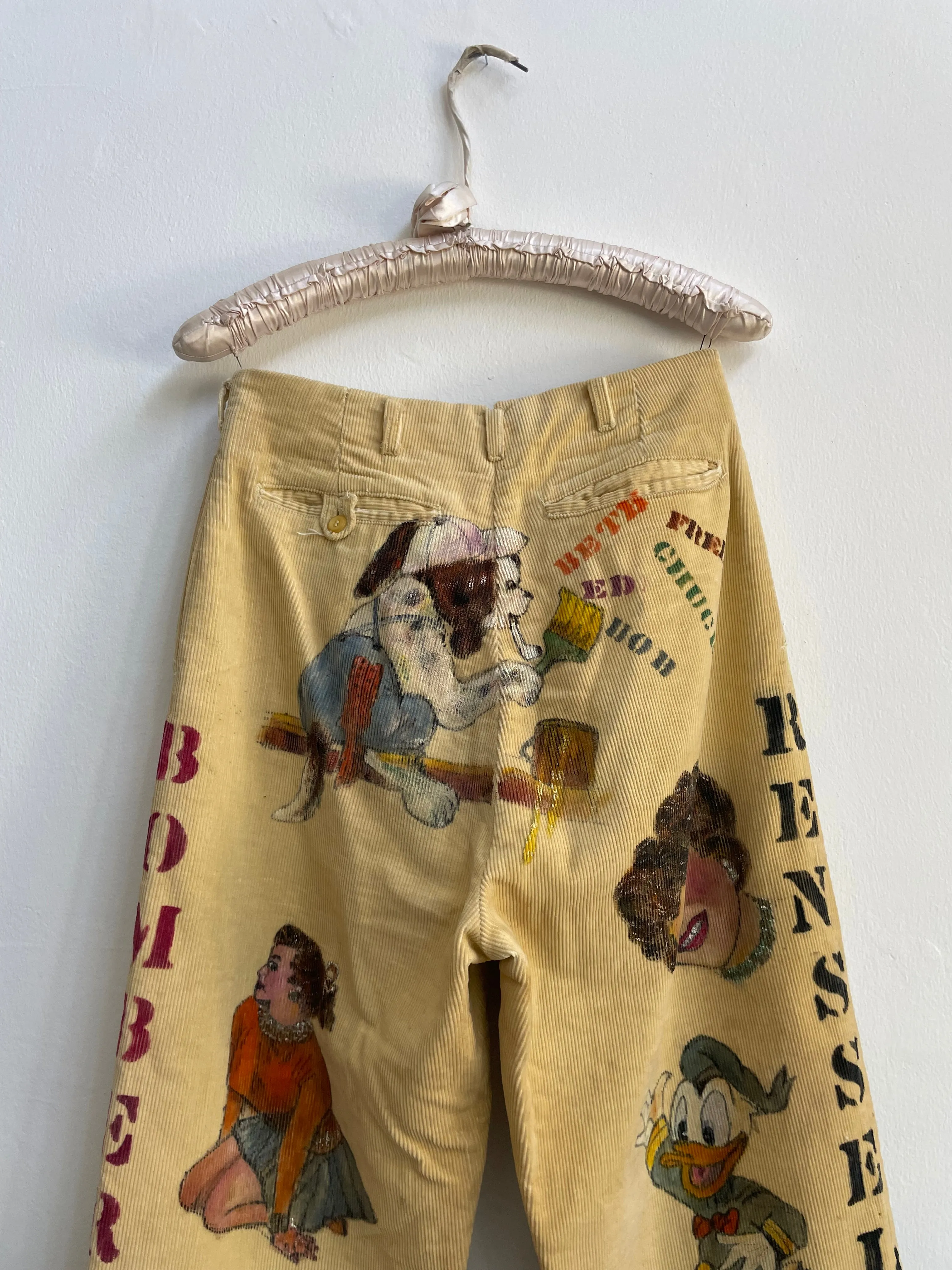 Rare 1956 'Rensselaer Bombers' Indiana Senior Cords Hand Drawn/ Hand Painted Pants
