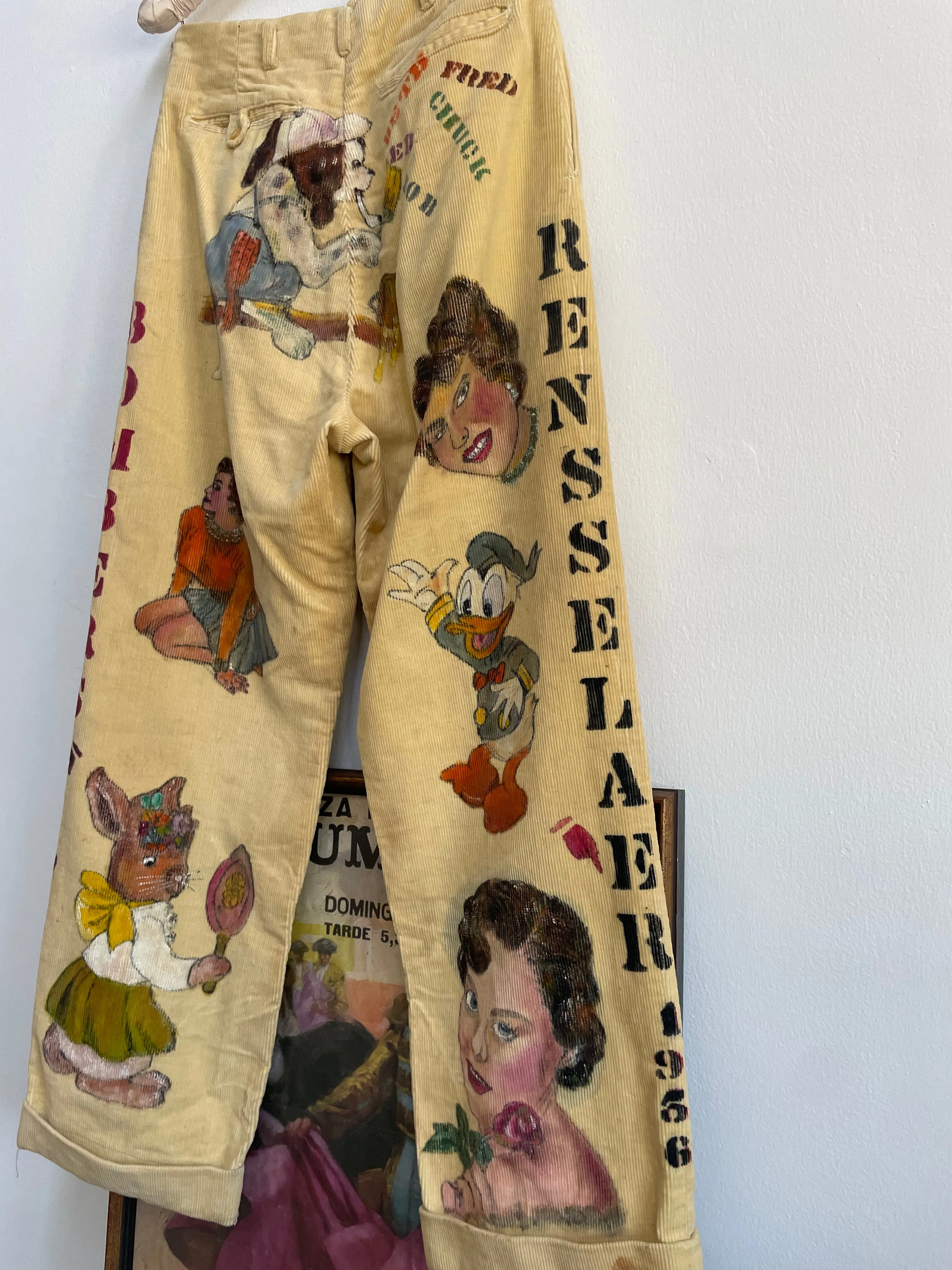 Rare 1956 'Rensselaer Bombers' Indiana Senior Cords Hand Drawn/ Hand Painted Pants