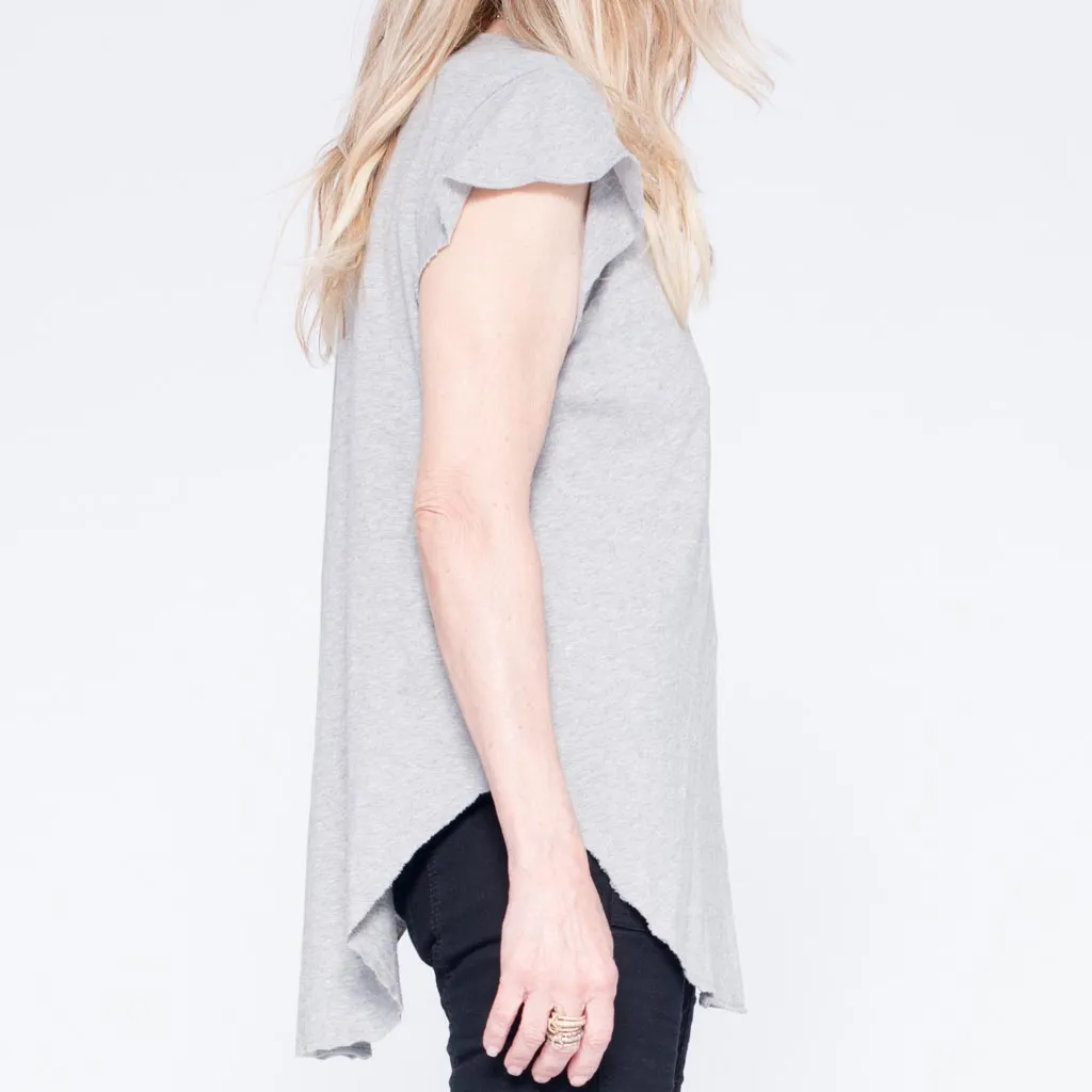 Raw Flutter Shirt-tail Top
