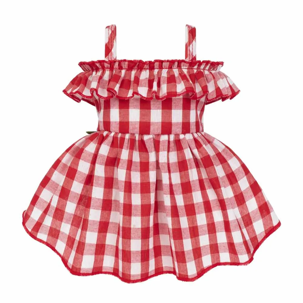 red picnic plaid dress