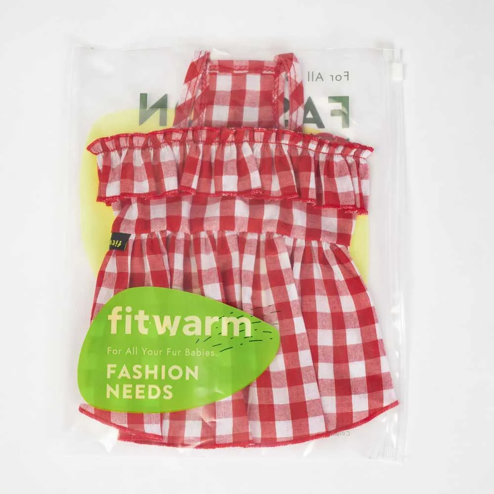 red picnic plaid dress