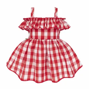 red picnic plaid dress