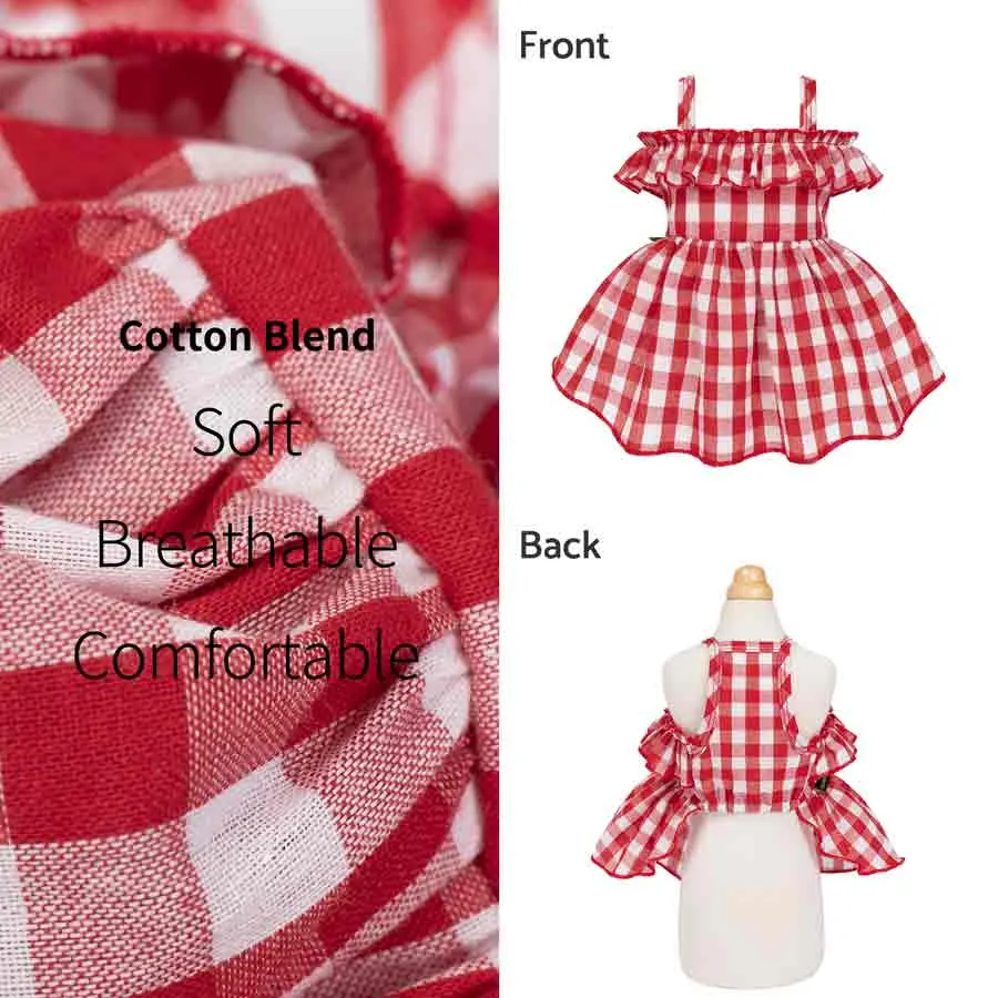 red picnic plaid dress