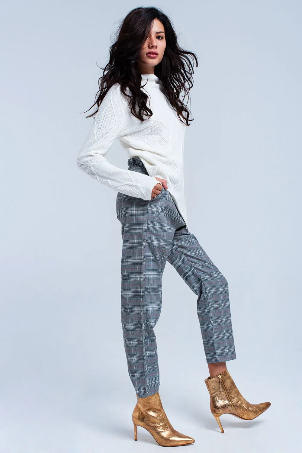 Red tartan pattern pants