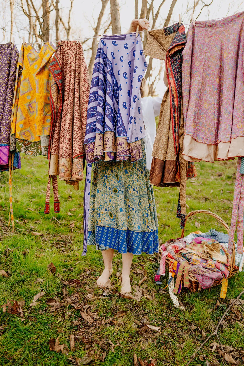 Regular/Maxi Length Up-Cycled Reversible Sari Wrap Skirt #86/87