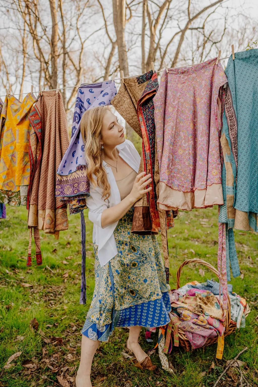 Regular/Maxi Length Up-Cycled Reversible Sari Wrap Skirt #86/87