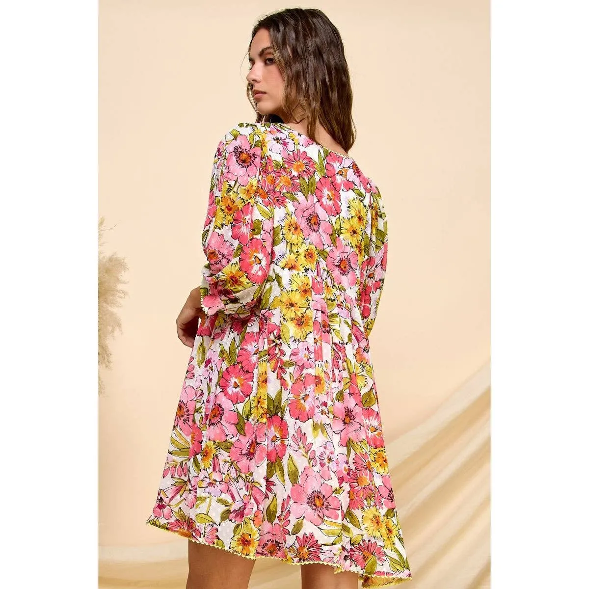Retro Chic Flower Babydoll Dress