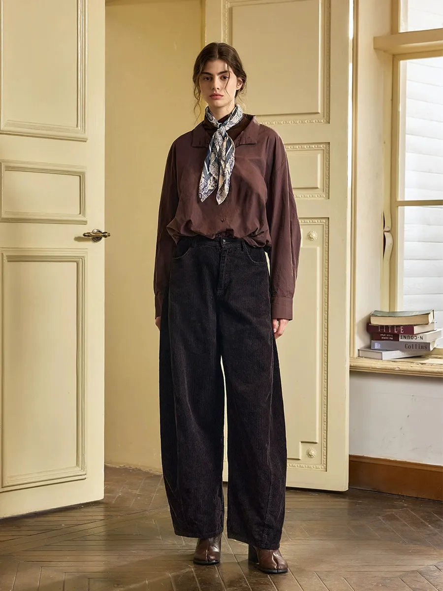 Retro Corduroy Wide-Leg Pants