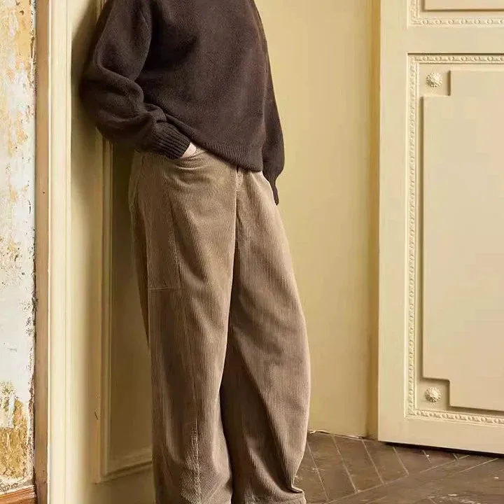 Retro Corduroy Wide-Leg Pants