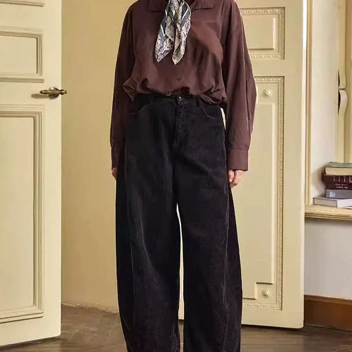 Retro Corduroy Wide-Leg Pants