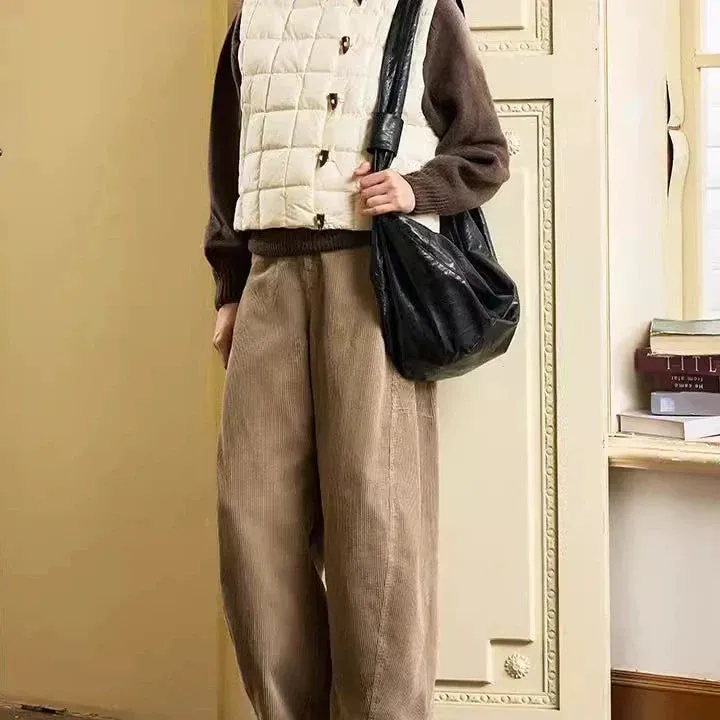 Retro Corduroy Wide-Leg Pants