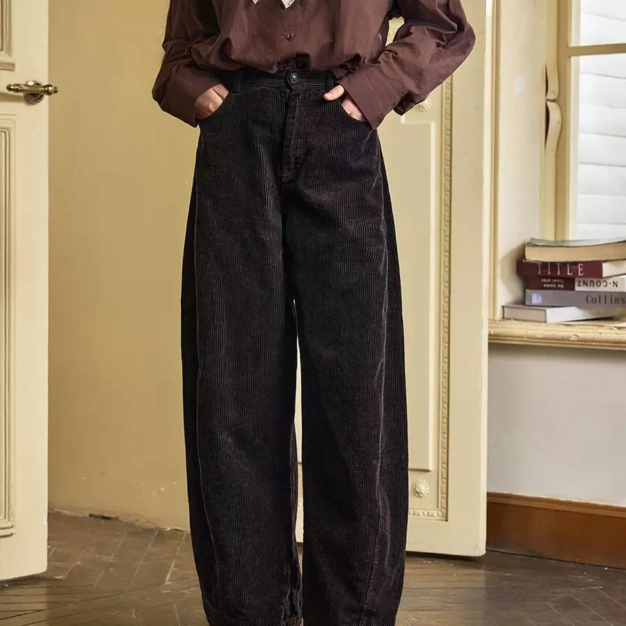Retro Corduroy Wide-Leg Pants