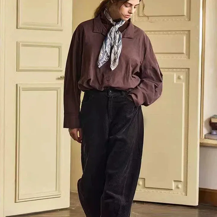 Retro Corduroy Wide-Leg Pants