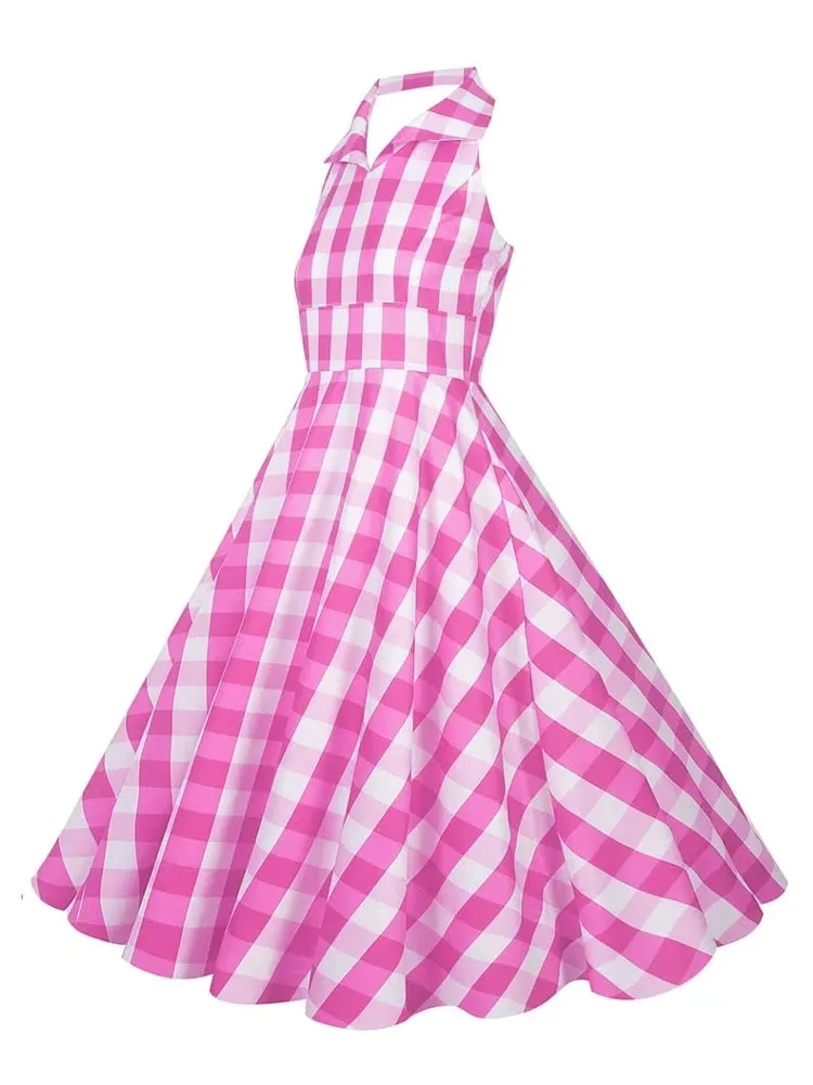 Retro Halter Party Midi Dresses
