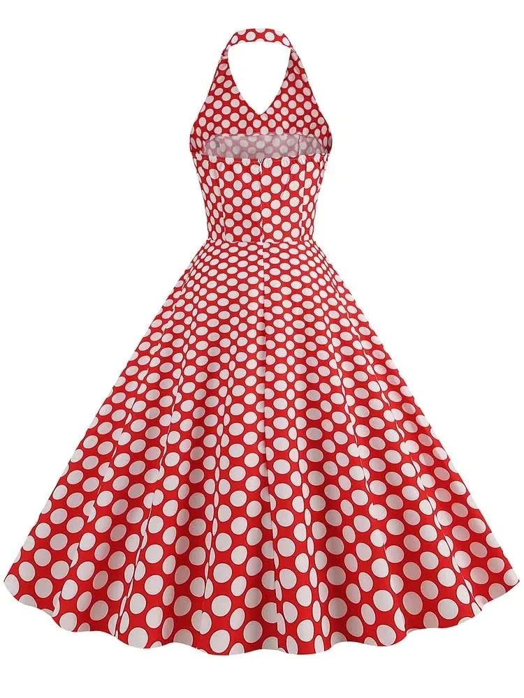 Retro Halter Party Midi Dresses