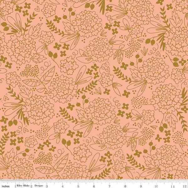 Riley Blake - On Trend - Floral - Coral Sparkle