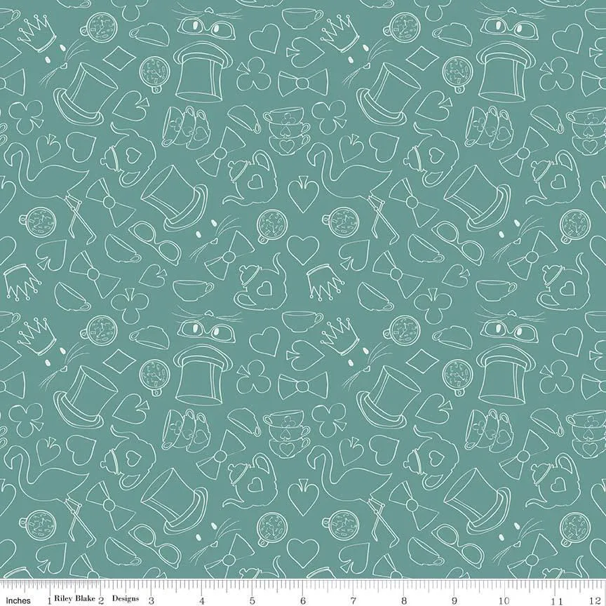 Riley Blake Wonderland 2 - Tea Party - Teal