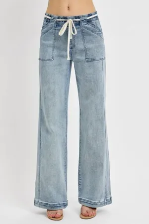 RISEN FULL SIZE STRAIGHT LEG JEANS WITH POCKETS PLUS SIZE