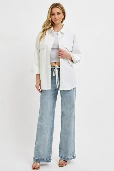 RISEN FULL SIZE STRAIGHT LEG JEANS WITH POCKETS PLUS SIZE