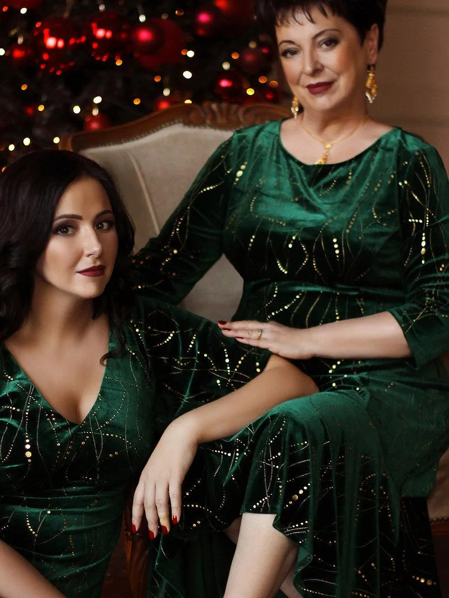 Robe de Soirée Empire Grande Taille Moulante et Asymétrique en Velours(Vente finale)