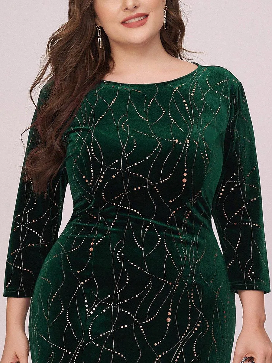 Robe de Soirée Empire Grande Taille Moulante et Asymétrique en Velours(Vente finale)