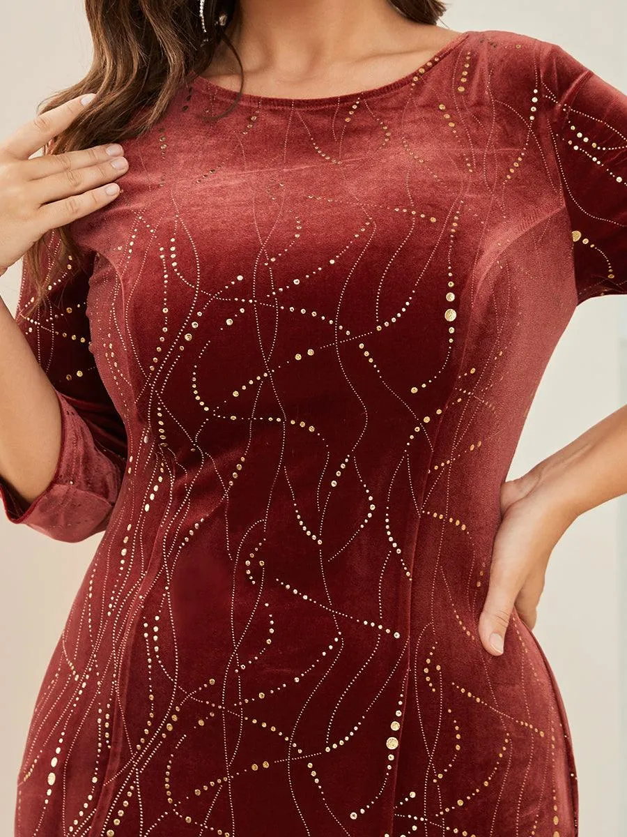 Robe de Soirée Empire Grande Taille Moulante et Asymétrique en Velours(Vente finale)