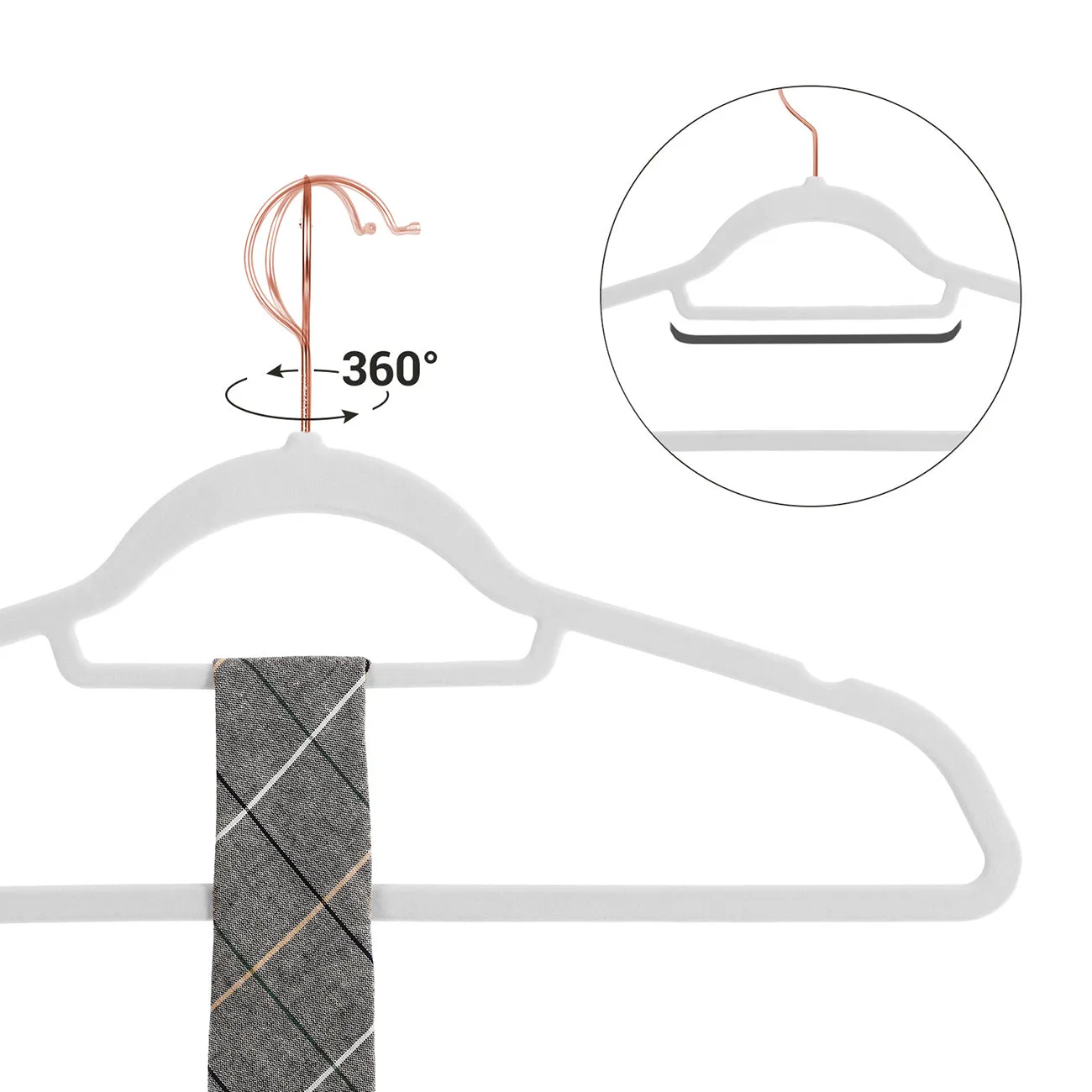 Rootz Velvet Hangers 30 Pack - Clothes Hangers - Space Savers - Double Closet Space - 45cm x 0.6cm x 23.5cm